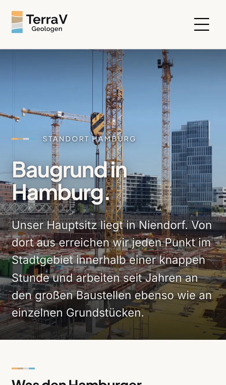 Hamburg location page on the phone